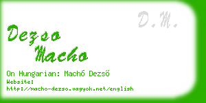dezso macho business card