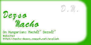 dezso macho business card